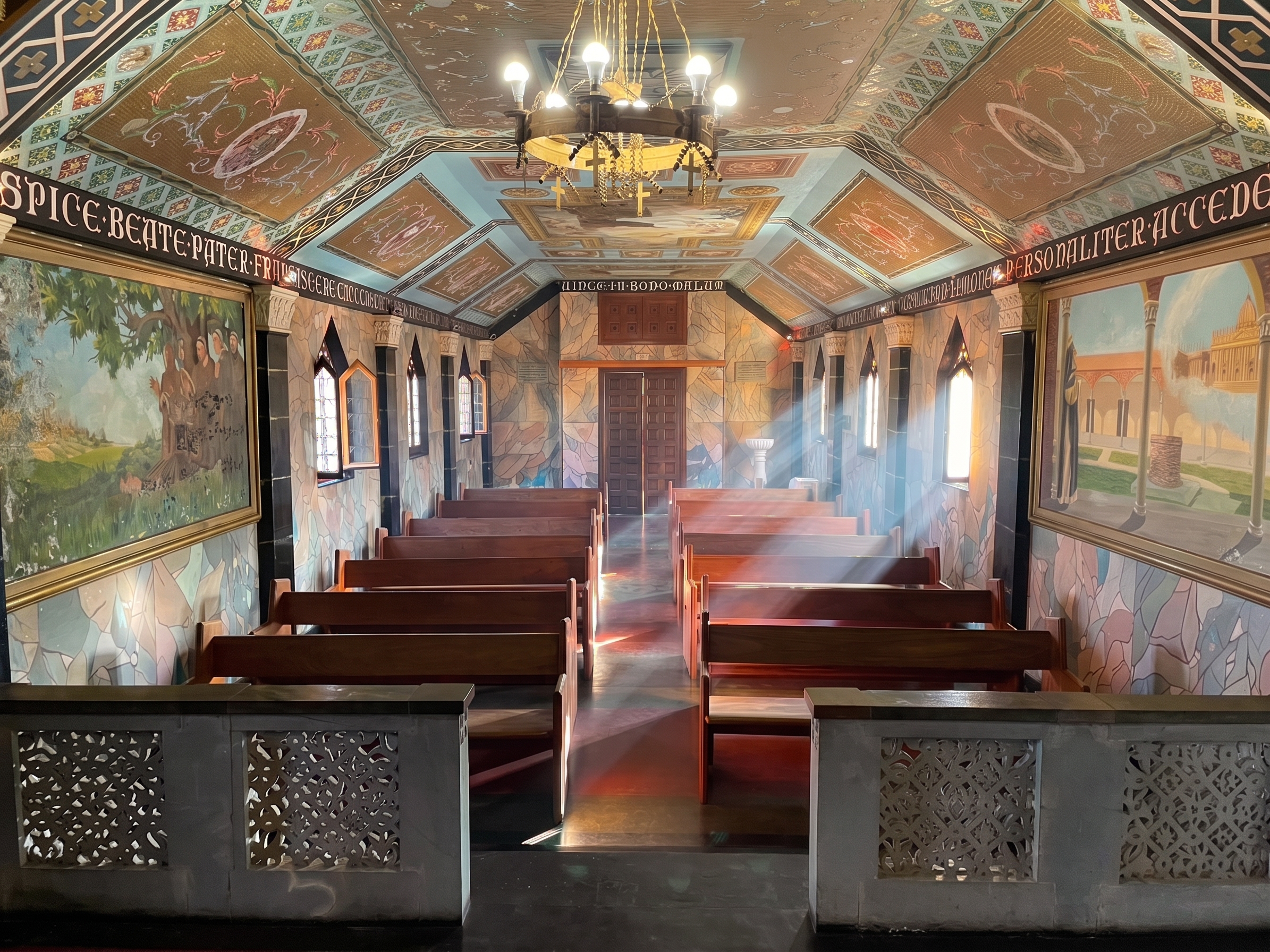Chapel interior with soft light and sacred atmosphere