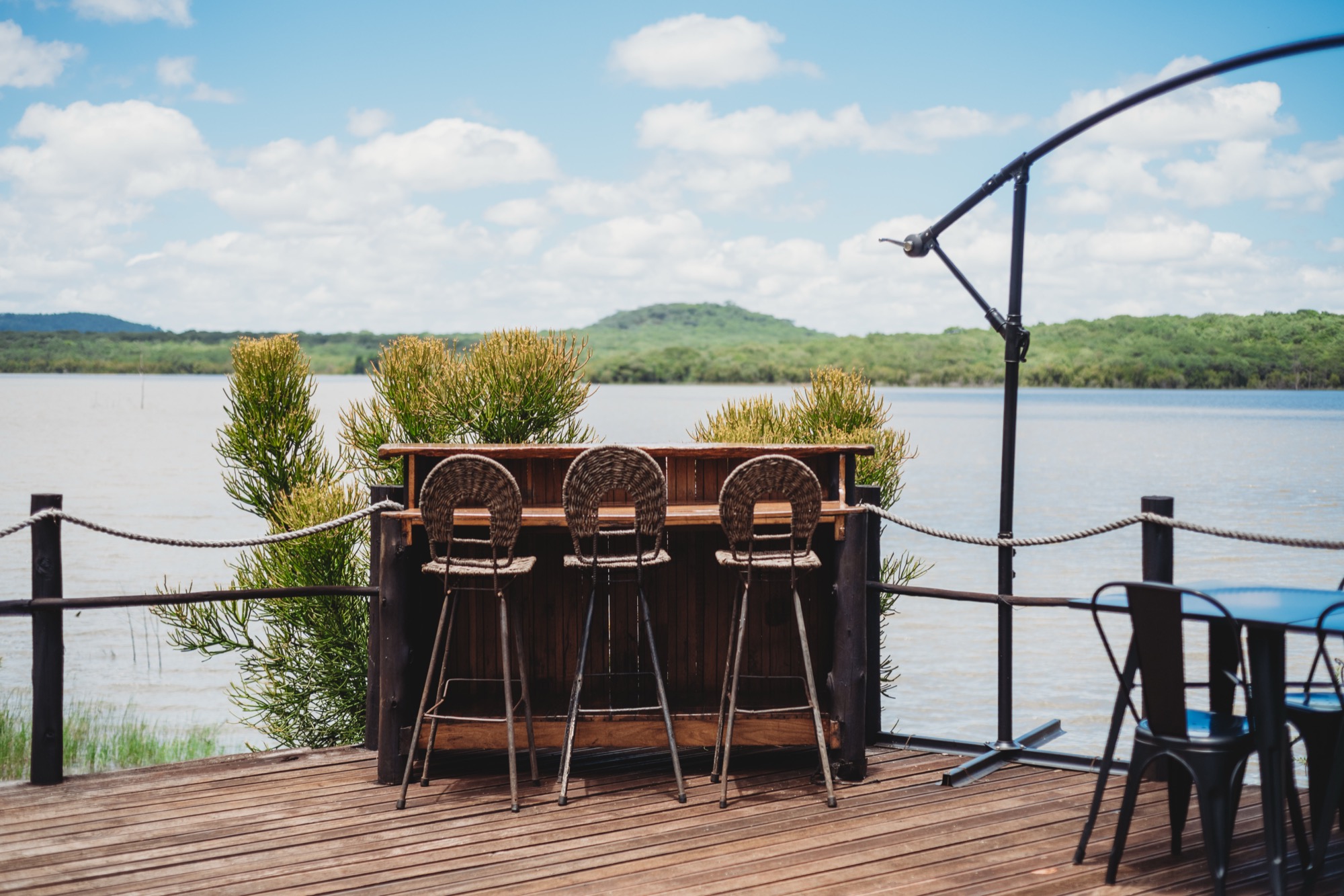 Main deck and lake view at Romelda
